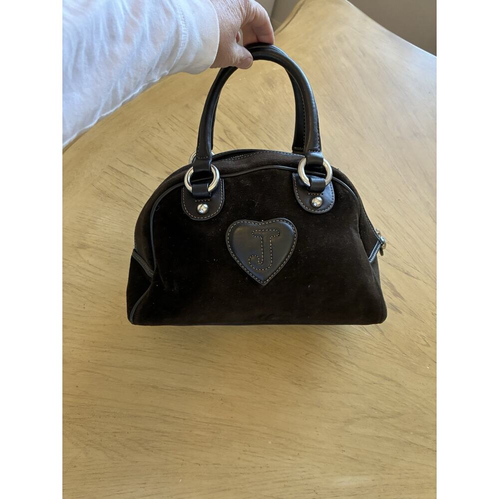 VTG Juicy Couture Bowler Bag Purse Velour Silver Royal Juicy Charm Retro Y2K - Picture 8 of 16